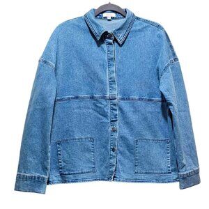 Hailey Womens 2XL Light Blue Denim Jacket With Snap Buttons & Front Pockets